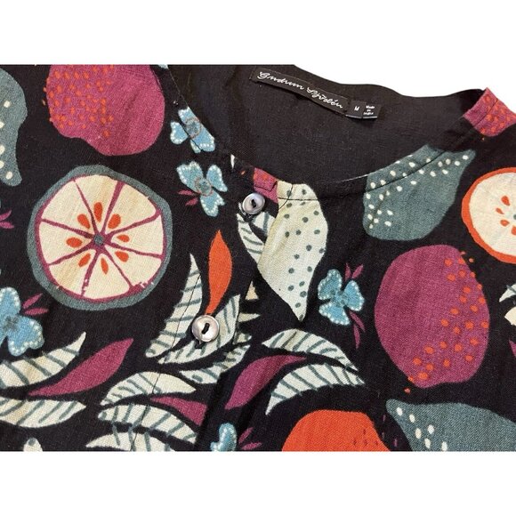 GUDRUN SJODEN 100% Linen Fruit Relaxed Boxy Fit Top Lagenlook ~Rare Print Medium - Picture 6 of 8